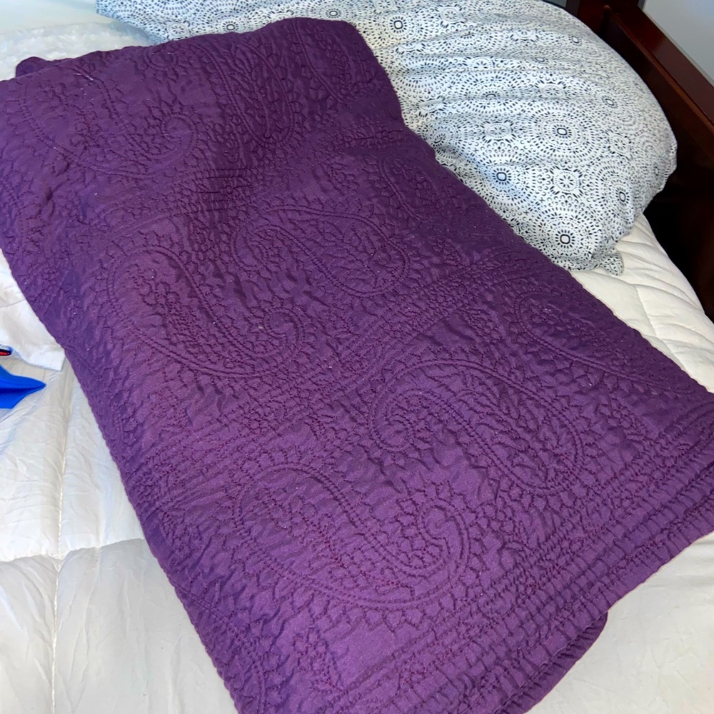 Purple Queen Quilted Bed Spread Comforter